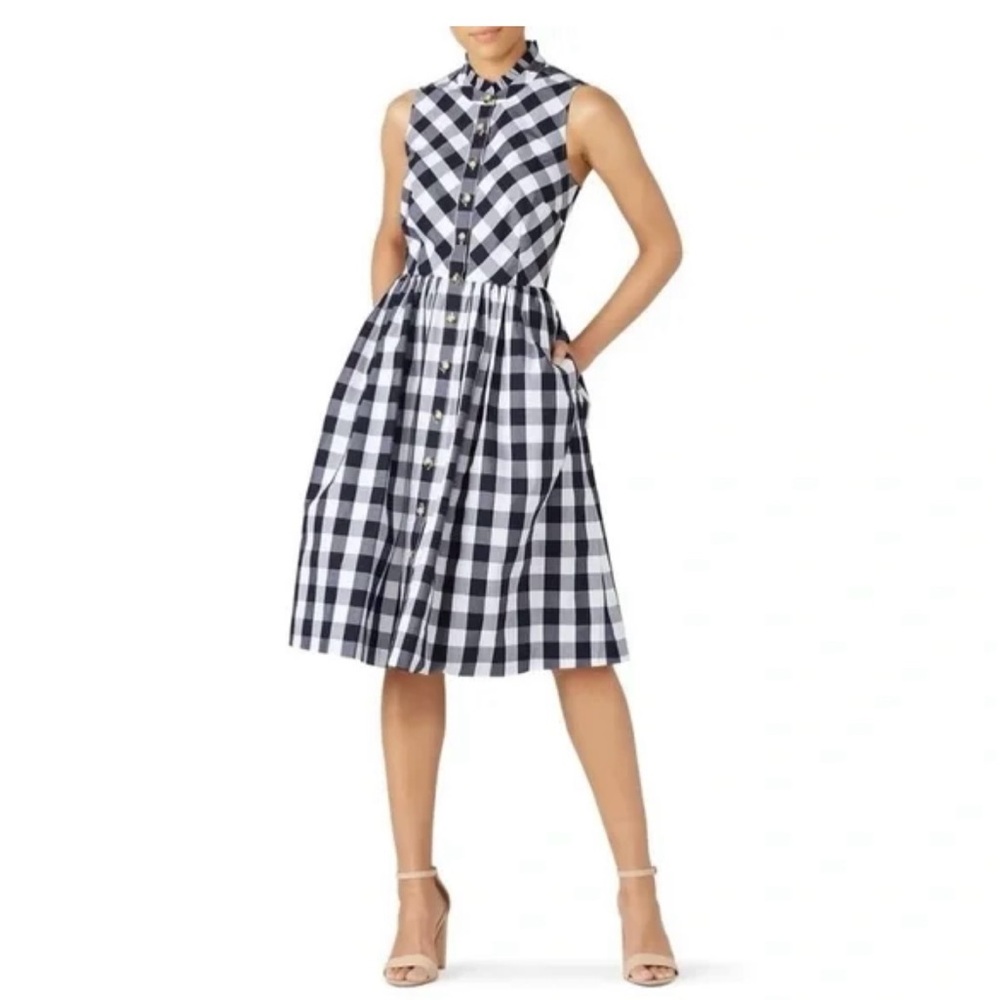 J CREW | Robin Gingham Sleeveless Shirt Dress Half Button Front Sz 2